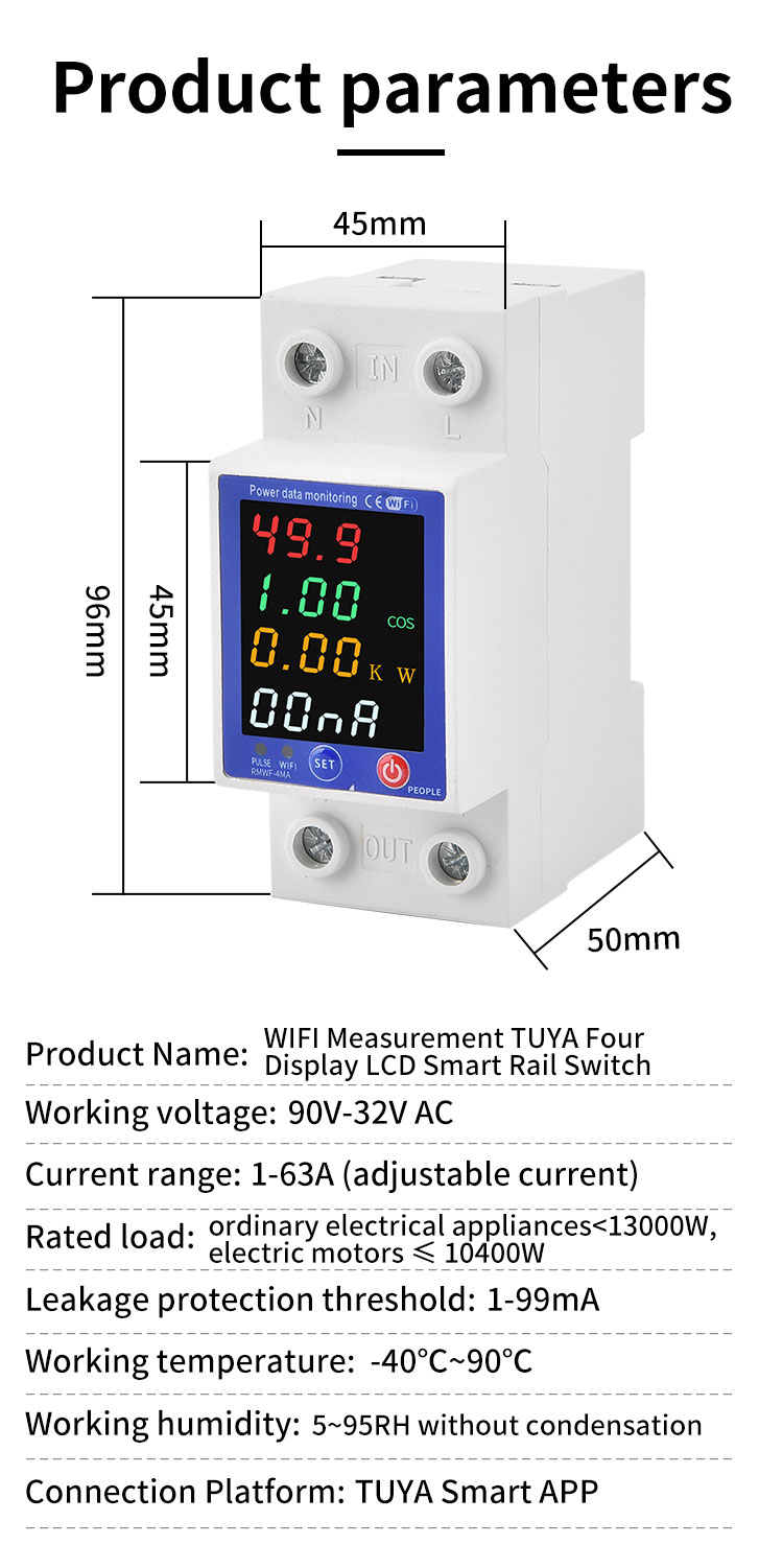 WiFi din rail smart circuit breaker with energy monitoring WiFi din rail smart circuit breaker with energy monitoring