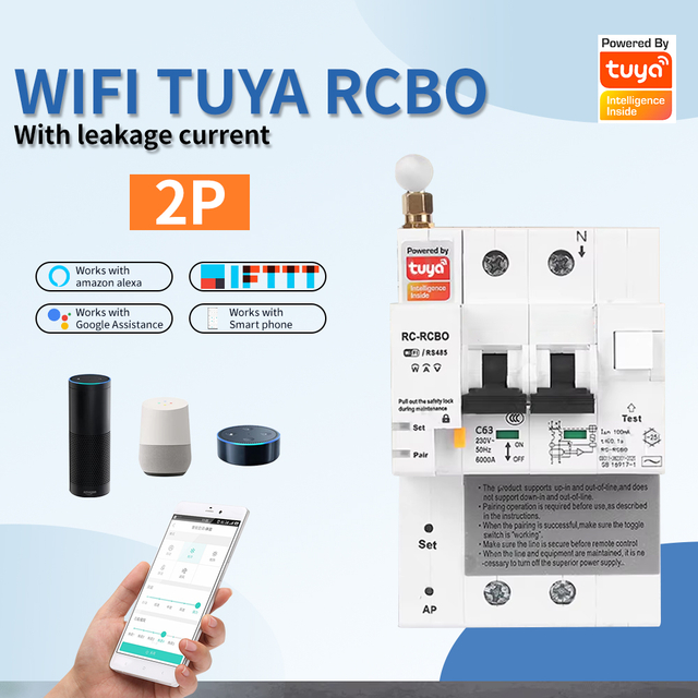 WIFI TUYA RCBO Circuit Breaker With Leakage Current