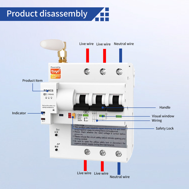 Smart MCB (Miniature Circuit Breaker) Remote Control Smart Circuit Breaker 3P 