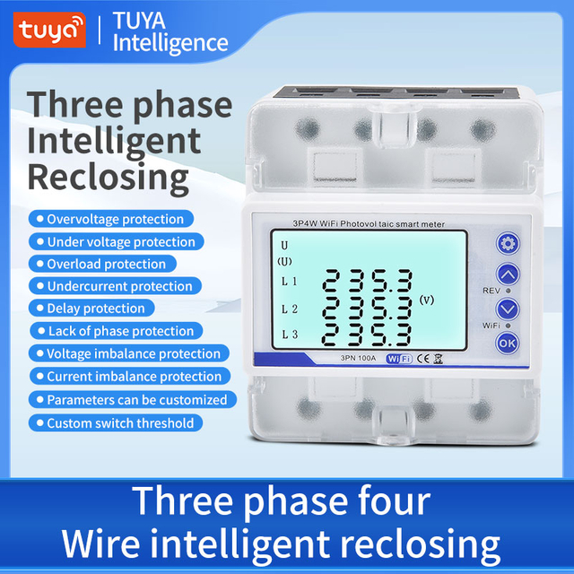 Three Phase Four Wire Photovoltaic Smart Meter 3PN 100A