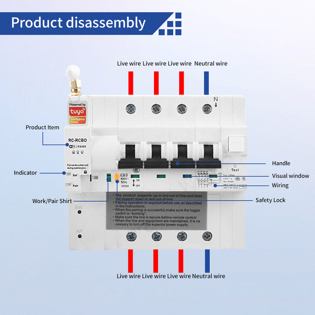 Smart Short Circuit Protection Breaker 4P 100A Smart Circuit Breaker 