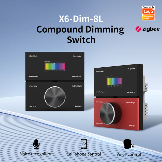 Multifunctional Intelligent TUYA ZIGBEE Dimming Switch X6-Dim-8L 8-button Switch