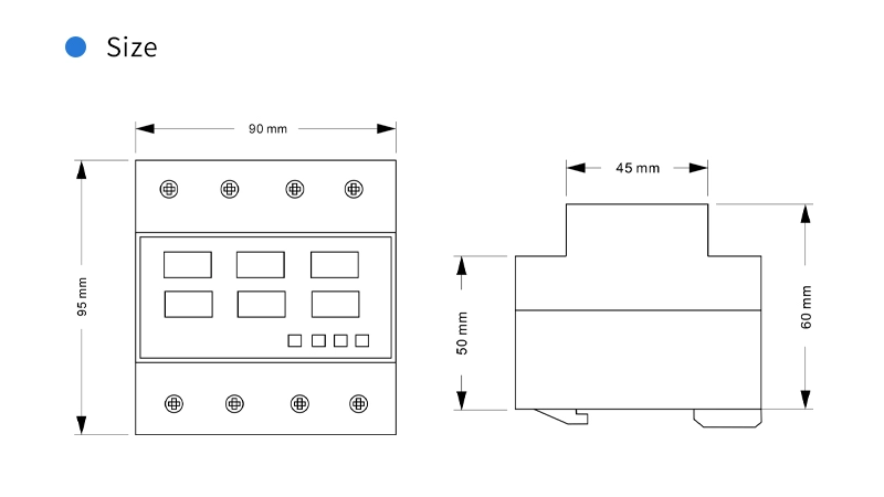 Three Phase Overvoltage And Undervoltage protector Size
